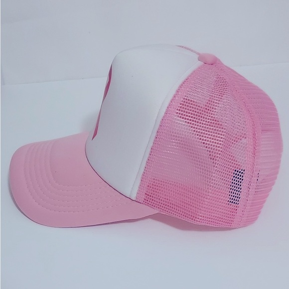 Cancer Ribbon Baseball Meshback Trucker Hat Adjustable Pink - Picture 4 of 6